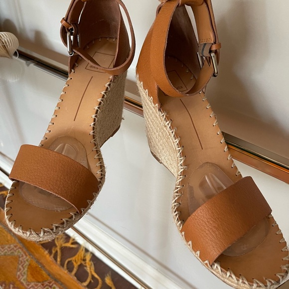 DOLCE VITA NOOR COGNAC ESPADRILLE WEDGE SANDALS SIZE 10 - Picture 4 of 5